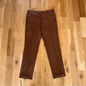Zanella Flat Front Parker Style Brown Dress Pants- Men’s 33